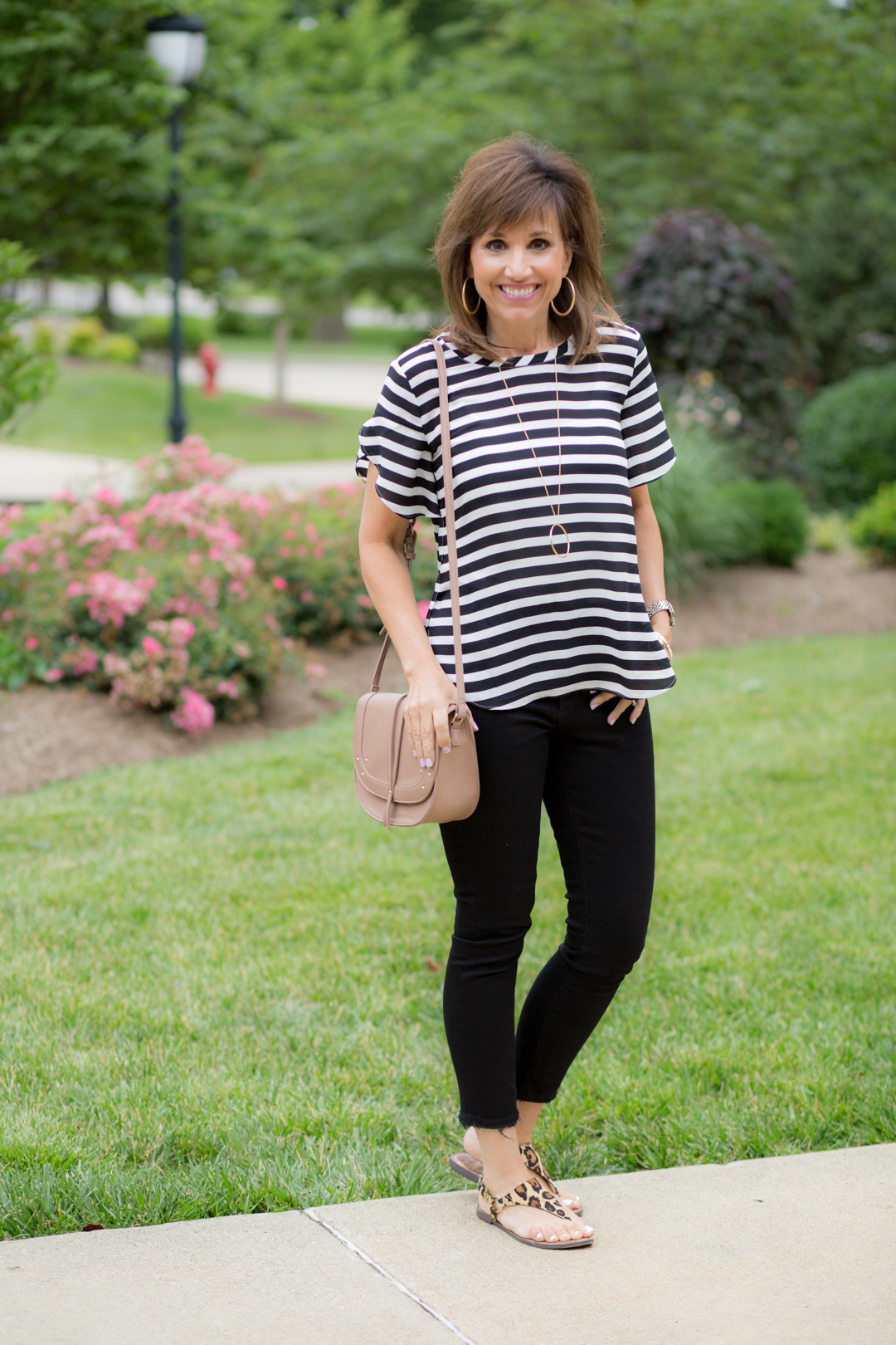 Stripe top + Black Jeans